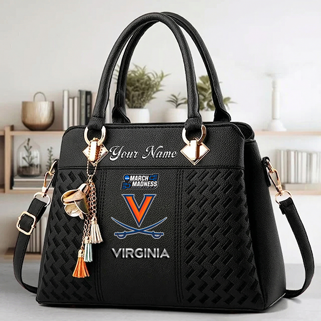 LIMITED EDITION - NEW CUSTOMIZED NCAA MAM23 VIC VIRGINIA CAVALIERS ZIP HANDBAG MULTICOLOR