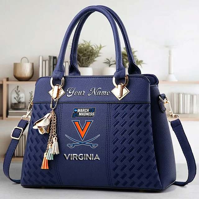 LIMITED EDITION - NEW CUSTOMIZED NCAA MAM23 VIC VIRGINIA CAVALIERS ZIP HANDBAG MULTICOLOR