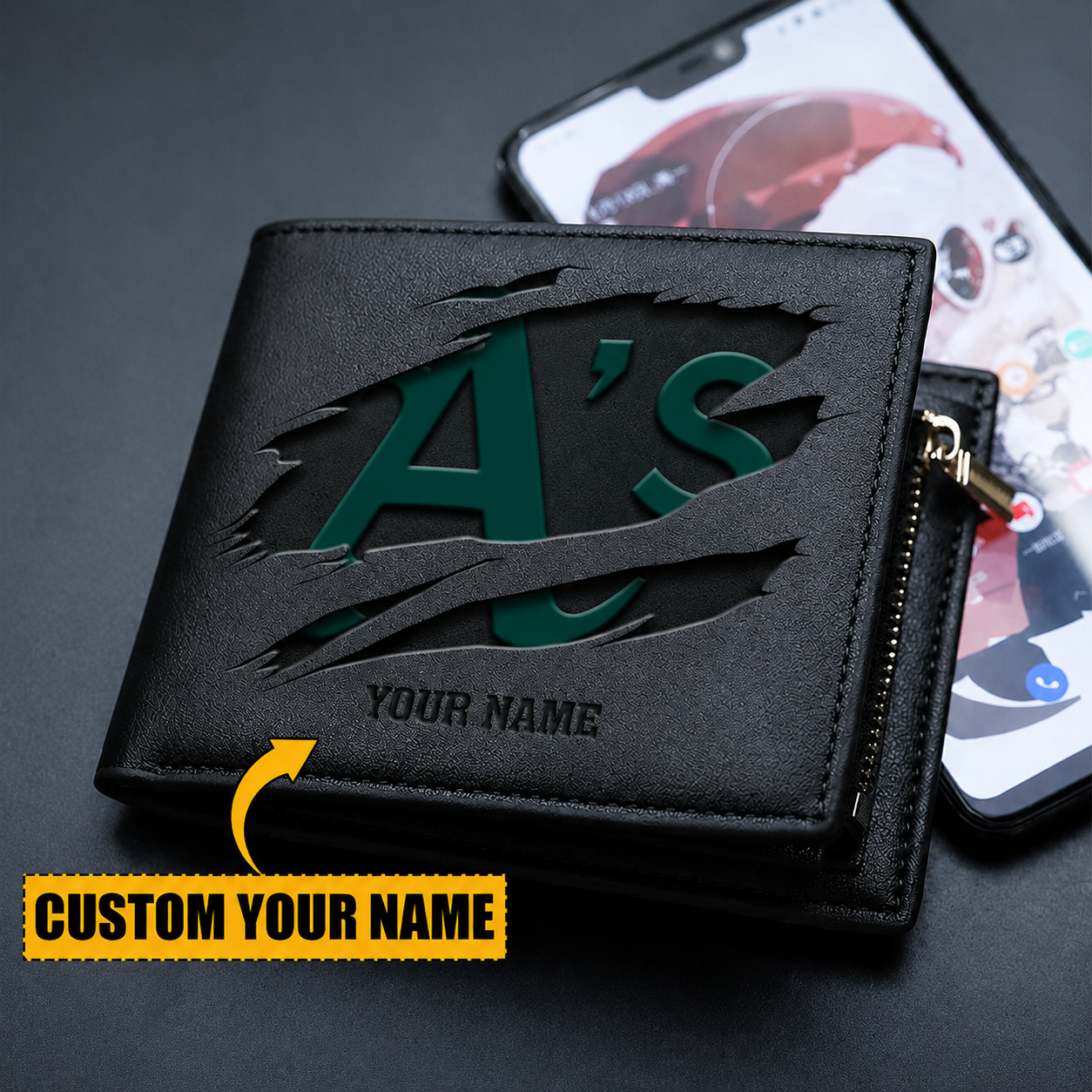 LIMITED EDITION - NEW CUSTOMIZED MLB23 OAS OAKLAND ATHLETICS LEATHER WALLET