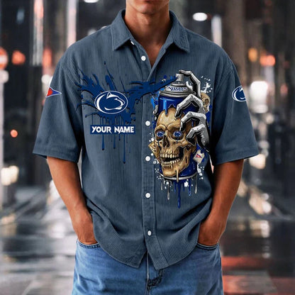 MEGA SALE - NEW CUSTOMIZED NCAA FBS23 PNL PS NITTANY LIONS SEERSUCKER BUTTON SHIRT