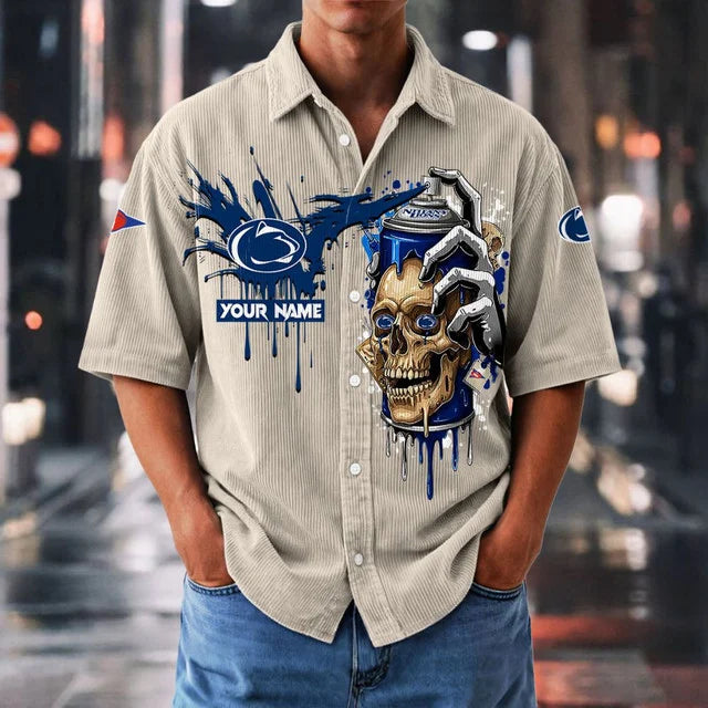 MEGA SALE - NEW CUSTOMIZED NCAA FBS23 PNL PS NITTANY LIONS SEERSUCKER BUTTON SHIRT