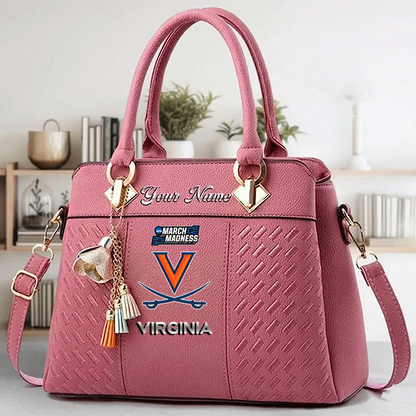 LIMITED EDITION - NEW CUSTOMIZED NCAA MAM23 VIC VIRGINIA CAVALIERS ZIP HANDBAG MULTICOLOR