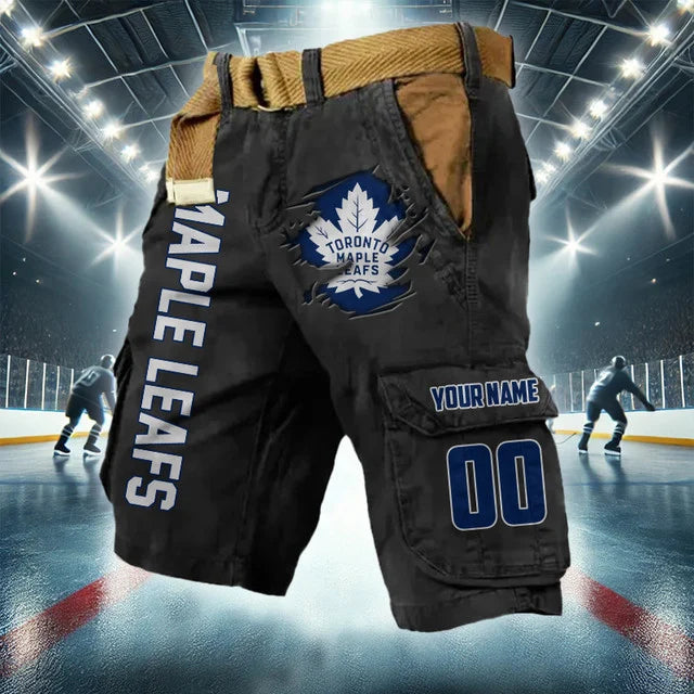 LIMITED EDITION - NEW CUSTOMIZED NHL23 TML TORONTO MAPLE LEAFS CARGO SHORTS