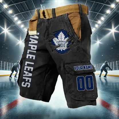 LIMITED EDITION - NEW CUSTOMIZED NHL23 TML TORONTO MAPLE LEAFS CARGO SHORTS