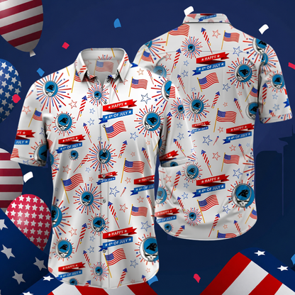 LIMITED EDITION - NEW CUSTOMIZED NFL23 CLP CAROLINA PANTHERS PATRIOTIC 250 USA HAWAIIAN SHIRT