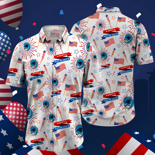 LIMITED EDITION - NEW CUSTOMIZED NFL23 CLP CAROLINA PANTHERS PATRIOTIC 250 USA HAWAIIAN SHIRT