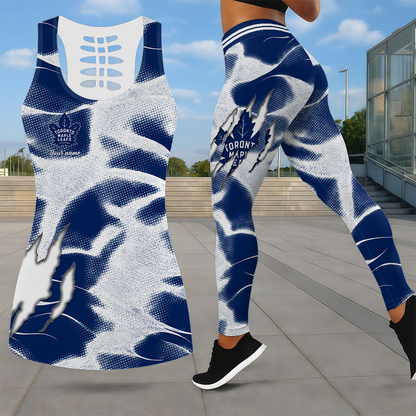 LIMITED EDITION - NEW CUSTOMIZED NHL23 TML TORONTO MAPLE LEAFS LEGGINGS & HOLLOW TANK TOP SET