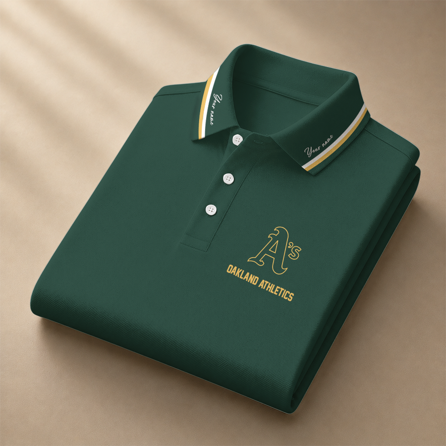 LIMITED EDITION - NEW CUSTOMIZED MLB23 OAS OAKLAND ATHLETICS POLO SHIRT