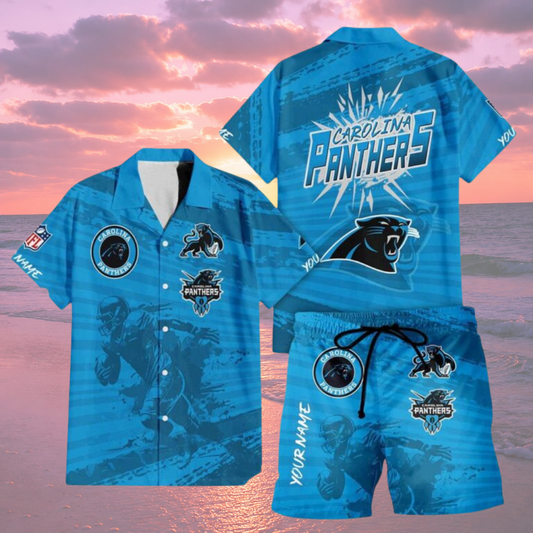 LIMITED EDITION  - NEW CUSTOMIZED NFL23 CLP CAROLINA PANTHERS UNISEX HAWAIIAN SHIRT & SHORTS SET