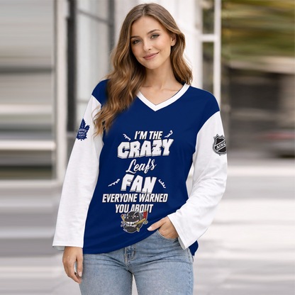 LIMITED EDITION - NEW CUSTOMIZED NHL23 TML TORONTO MAPLE LEAFS WOMEN'S HEART V-NECK LONG SLEEVE SHIRT