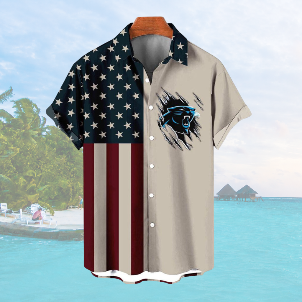 LIMITED EDITION - NEW CUSTOMIZED NFL23 CLP CAROLINA PANTHERS PATRIOTIC 250 USA HAWAIIAN SHIRT
