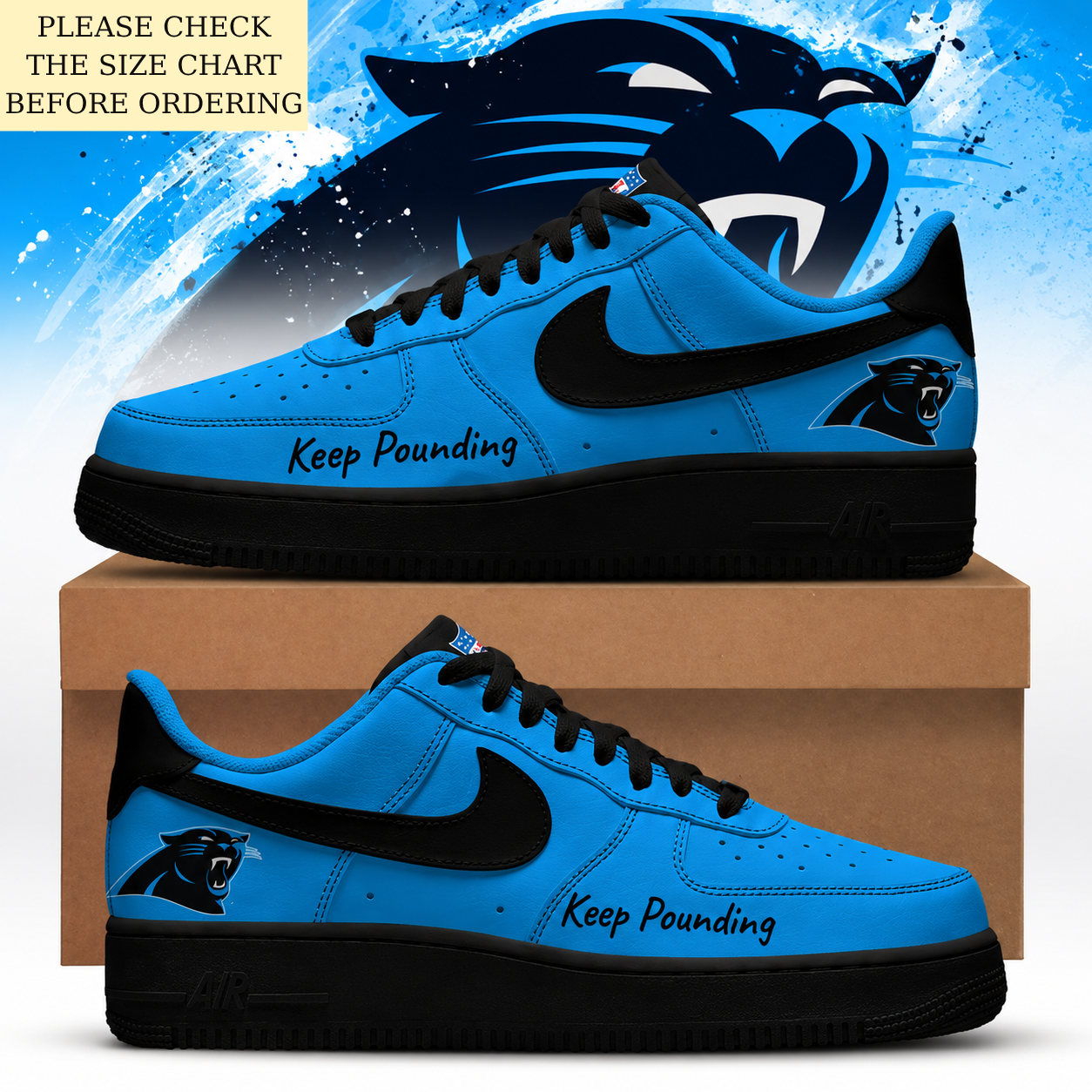 LIMITED EDITION - NEW CUSTOMIZED NFL23 CLP CAROLINA PANTHERS AF1 SHOES