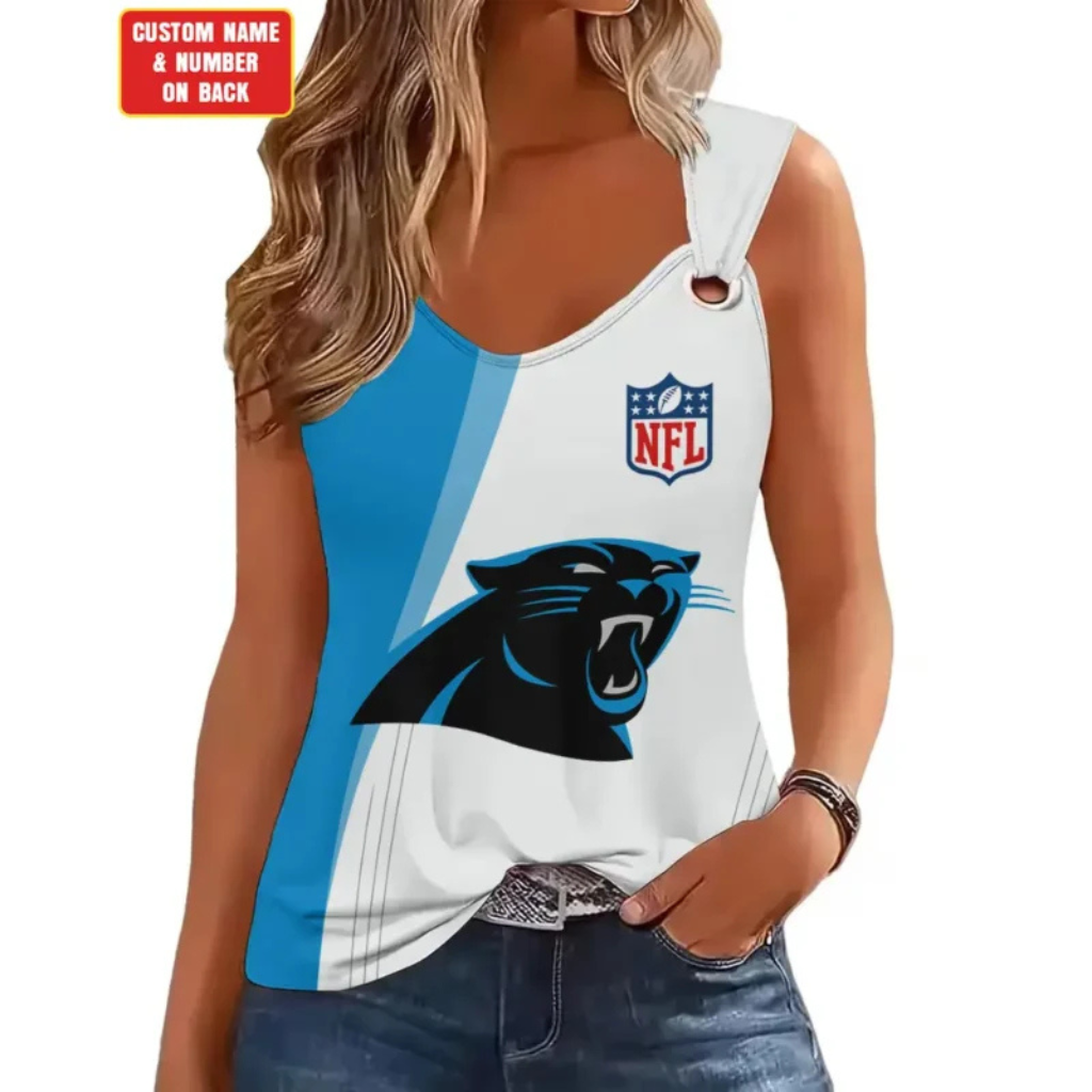 [SPECIAL OFFER] NEW CUSTOMIZED NFL23 CLP CAROLINA PANTHERS O-RING SHOULDER TANK TOP
