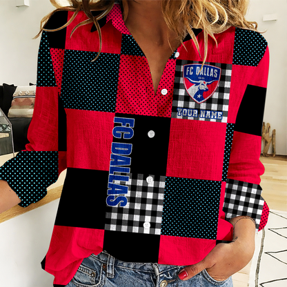 LIMITED EDITION - NEW CUSTOMIZED MLS23 FCD DALLAS WOMEN CASUAL SHIRT