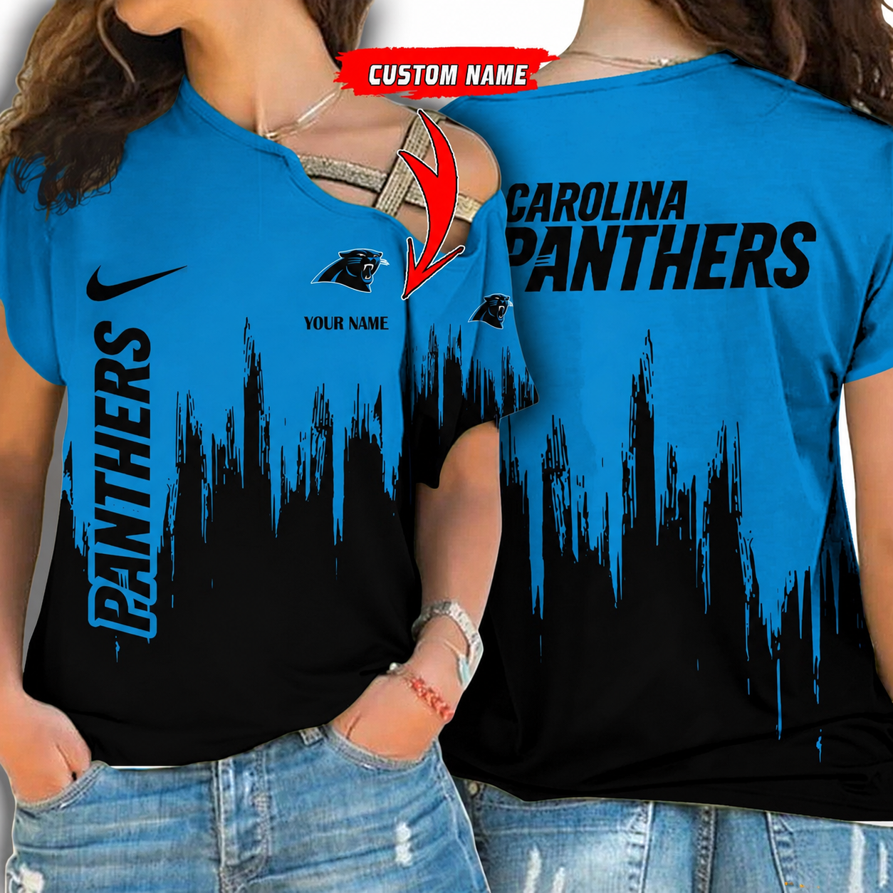 [SPECIAL OFFER] NEW CUSTOMIZED NFL23 CLP CAROLINA PANTHERS SHOULDER SHIRT