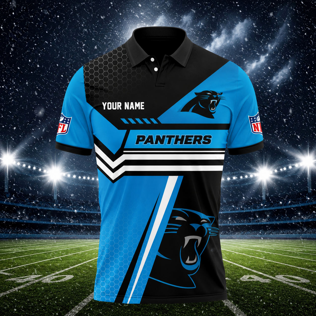 LIMITED EDITION - NEW CUSTOMIZED NFL23 CLP CAROLINA PANTHERS POLO SHIRT