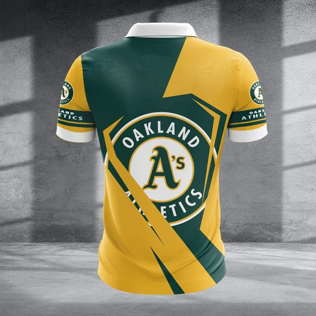 [FLASH SALE] NEW CUSTOMIZED MLB23 OAS OAKLAND ATHLETICS ZIP POLO SHIRT