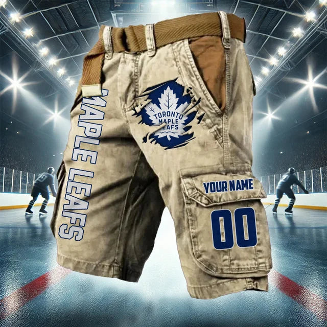 LIMITED EDITION - NEW CUSTOMIZED NHL23 TML TORONTO MAPLE LEAFS CARGO SHORTS