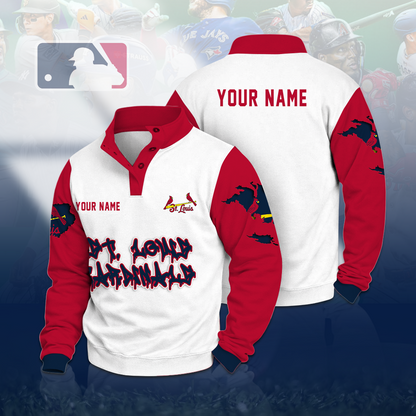 LIMITED EDITION - NEW CUSTOMIZED MLB24 SLC ST. LOUIS CARDINALS BUTTON QUARTER PLACKET SWEATSHIRT