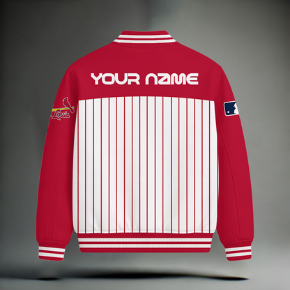 LIMITED EDITION - NEW CUSTOMIZED MLB24 SLC ST. LOUIS CARDINALS SNOOPY STYLE SATIN VARSITY & BASEBALL JACKET