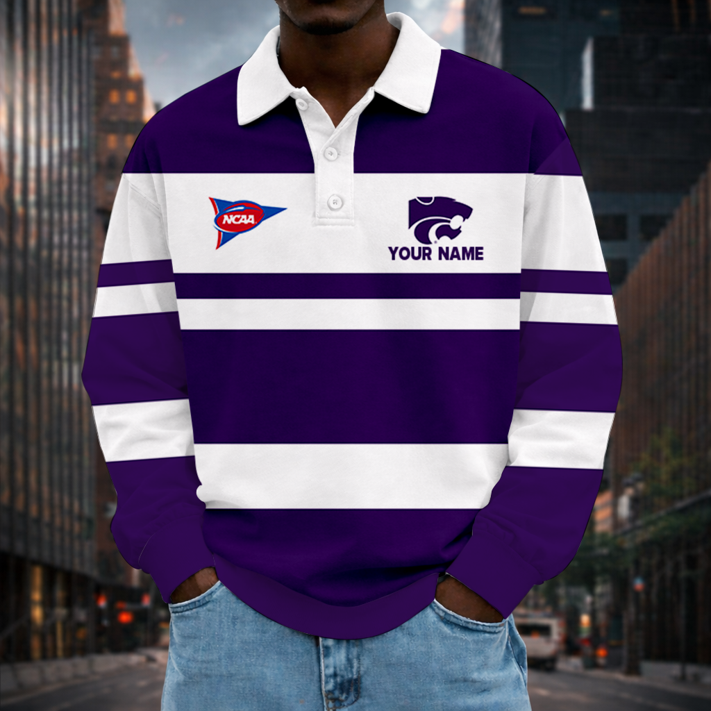 LIMITED EDITION - NEW CUSTOMIZED NCAA FBS24 KSW KANSAS STATE WILDCATS UNISEX LONG SLEEVE POLO