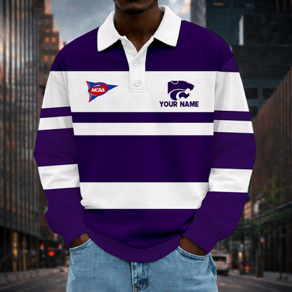 LIMITED EDITION - NEW CUSTOMIZED NCAA FBS24 KSW KANSAS STATE WILDCATS UNISEX LONG SLEEVE POLO