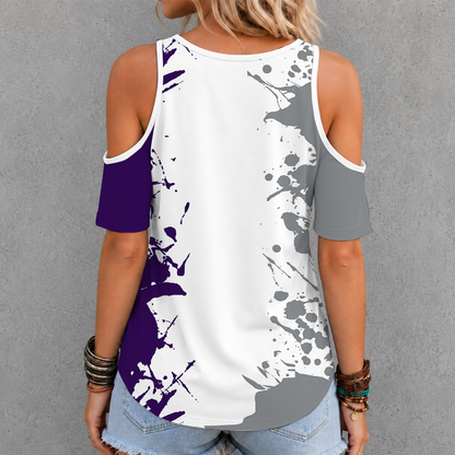[FAN FAVORITE] NEW CUSTOMIZED NCAA FBS24 KSW KANSAS STATE WILDCATS CRISS CROSS V-NECK TOP