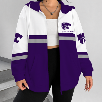 [FAN FAVORITE] NEW CUSTOMIZED NCAA FBS24 KSW KANSAS STATE WILDCATS ZIP HOODIE