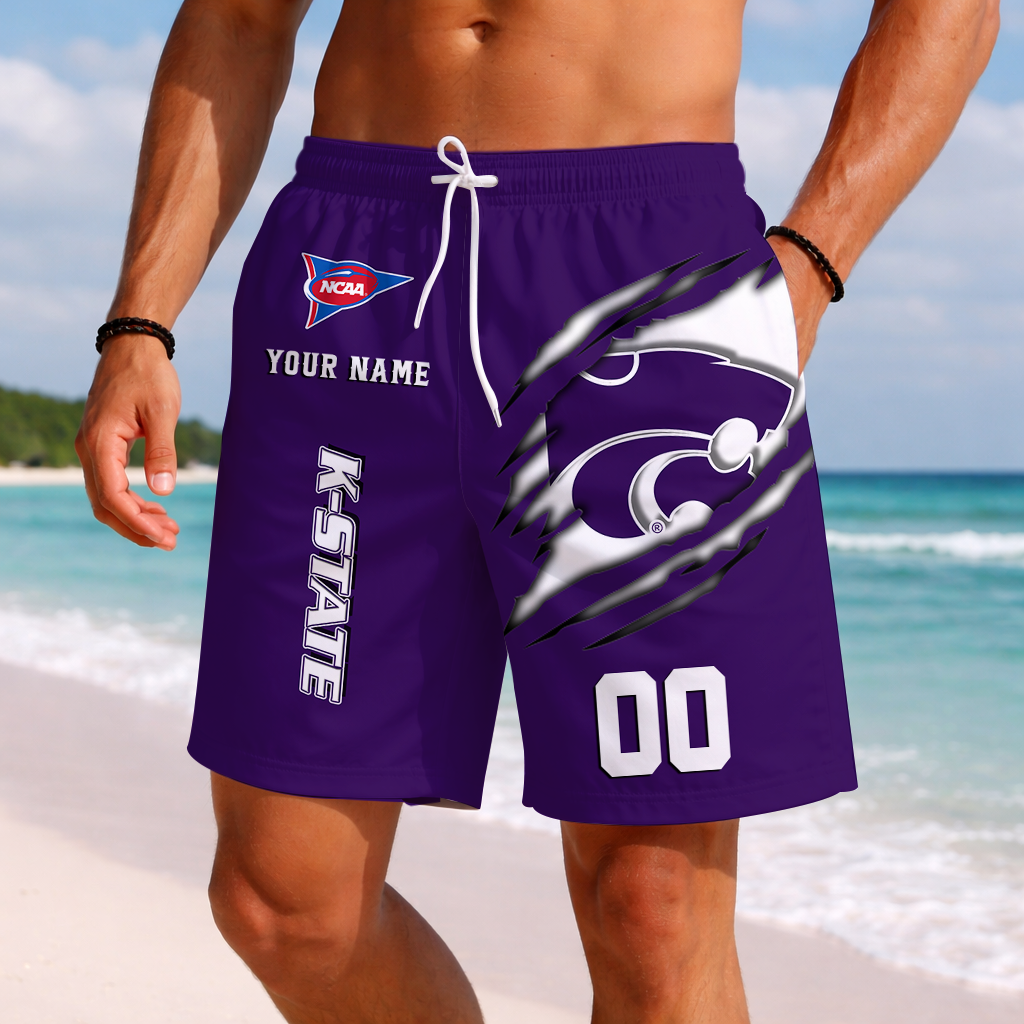 LIMITED EDITION - NEW CUSTOMIZED NCAA FBS24 KSW KANSAS STATE WILDCATS SHORT PANTS