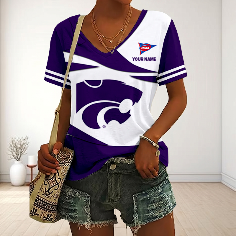 LIMITED DROP - NEW CUSTOMIZED | NCAA FBS24 KSW KS WILDCATS V-NECK FEMALE SHIRT