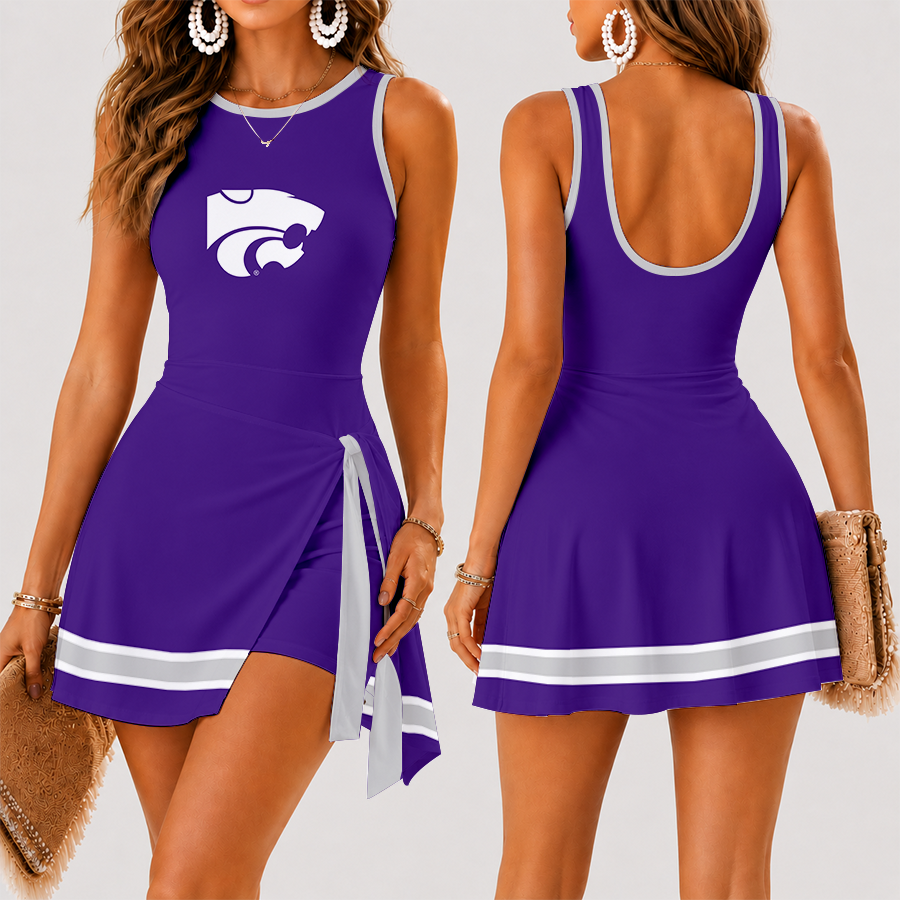 [FAN FAVORITE] NEW CUSTOMIZED NCAA FBS24 KSW KANSAS STATE WILDCATS WOMEN'S SUMMER SKORT DRESS