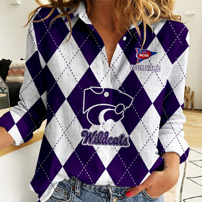 LIMITED DROP - NEW CUSTOMIZED | NCAA FBS24 KSW KS WILDCATS WOMEN CASUAL SHIRT FOR FAN