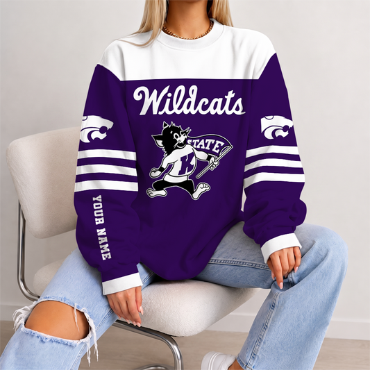 [FAN FAVORITE] NEW CUSTOMIZED NCAA FBS24 KSW KANSAS STATE WILDCATS UNISEX SWEATSHIRT