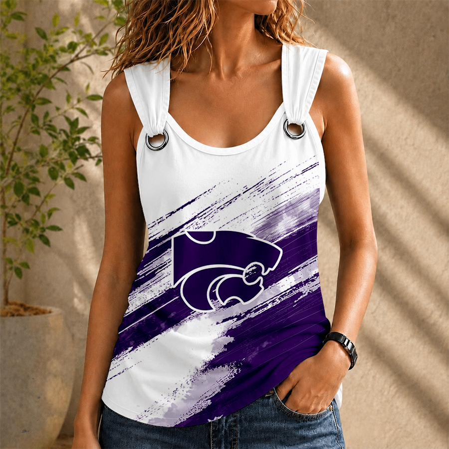 [FAN FAVORITE] NEW CUSTOMIZED NCAA FBS24 KSW KANSAS STATE WILDCATS O-RING SHOULDER TANK TOP