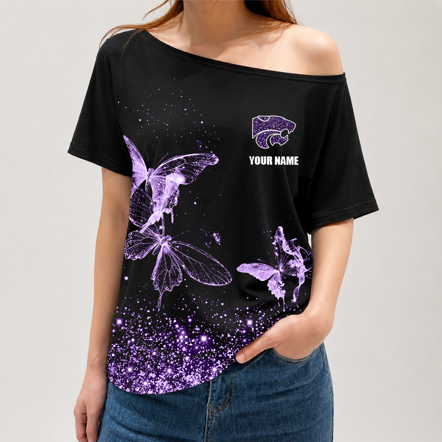 [FAN FAVORITE] NEW CUSTOMIZED NCAA FBS24 KSW KANSAS STATE WILDCATS OFF-SHOULDER SHIRT