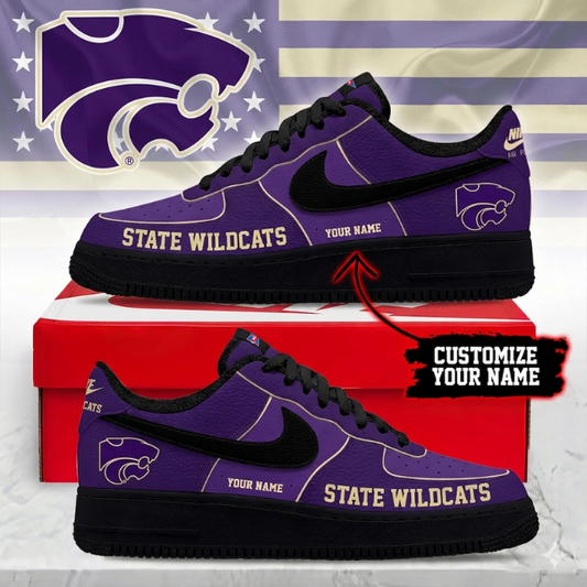 ELITE EDITION - NEW CUSTOMIZED NCAA FBS24 KSW KANSAS STATE WILDCATS AF1 SHOES
