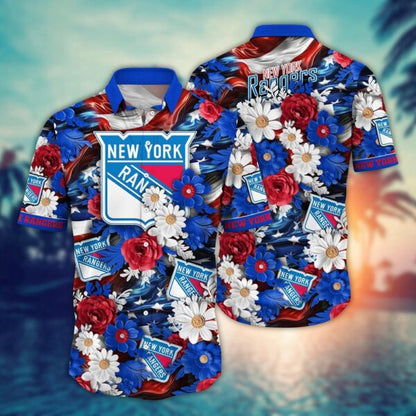 VIRAL EDITION - NEW CUSTOMIZED NHL24 NYR NEW YORK RANGERS INDEPENDENCE DAY UNISEX HAWAIIAN SHIRT