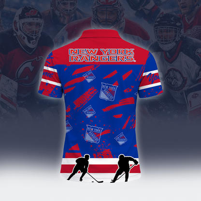 [SUPER SALE] NEW CUSTOMIZED NHL24 NYR NEW YORK RANGERS POLO SHIRT