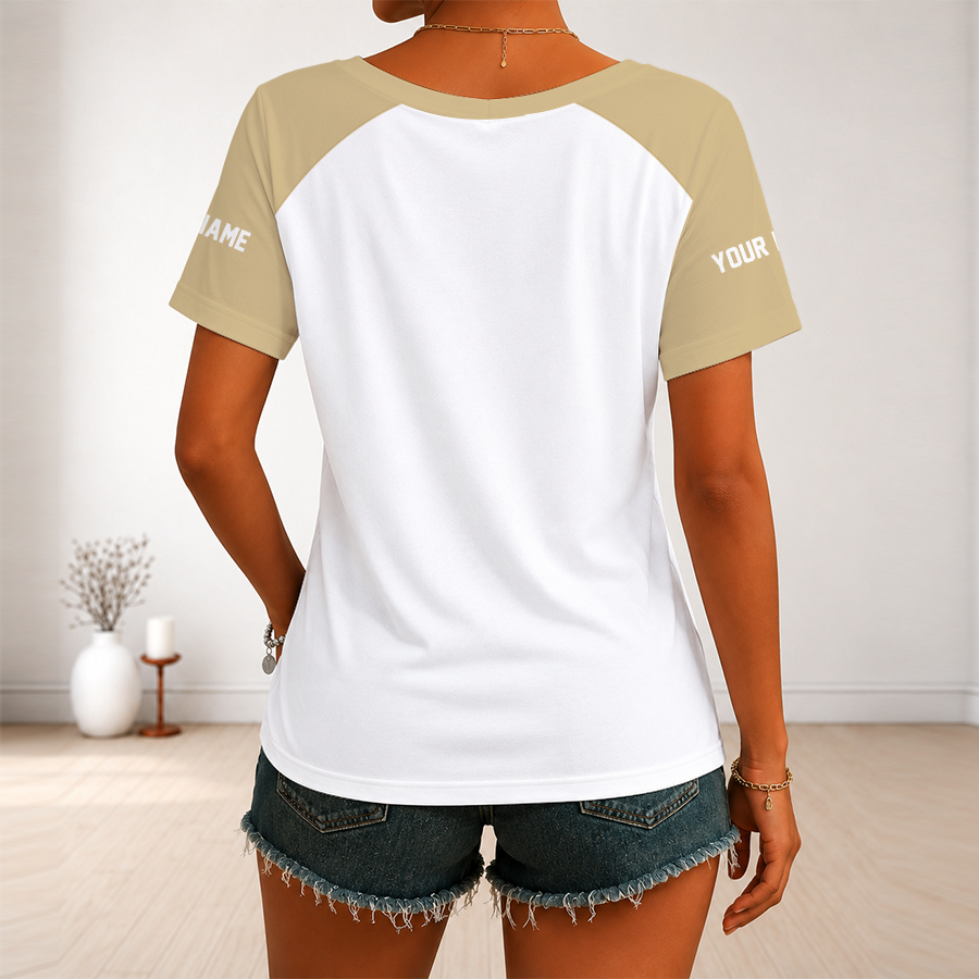 [SPECIAL OFFER] NEW CUSTOMIZED NFL24 NOS NEW ORLEANS SAINTS V-NECK FEMALE SHIRT