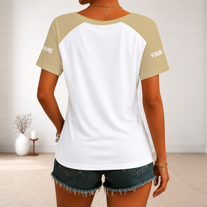 [SPECIAL OFFER] NEW CUSTOMIZED NFL24 NOS NEW ORLEANS SAINTS V-NECK FEMALE SHIRT