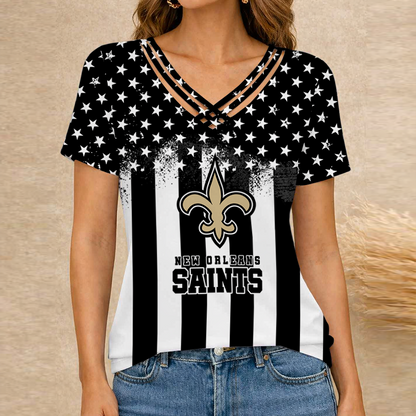 [SPECIAL OFFER] NEW CUSTOMIZED NFL24 NOS NEW ORLEANS SAINTS V-NECK SHIRT