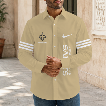[SPECIAL OFFER] NEW CUSTOMIZED NFL24 NOS NEW ORLEANS SAINTS MEN'S LONG SLEEVE BUTTON-UP SHIRT