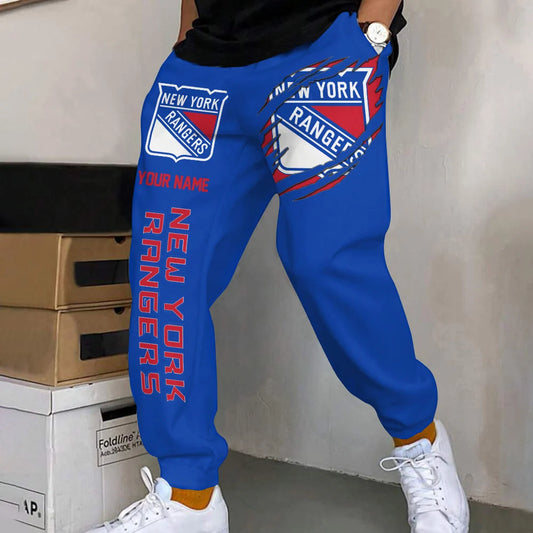 ELITE EDITION - NEW CUSTOMIZED NHL24 NYR NEW YORK RANGERS SWEATPANTS