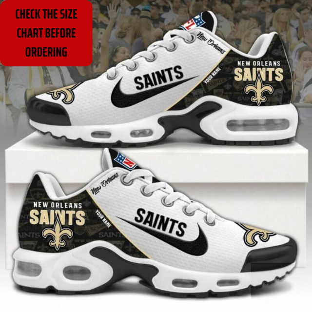 ELITE EDITION - NEW CUSTOMIZED NFL24 NOS NEW ORLEANS SAINTS AIR MAX PLUS SNEAKERS