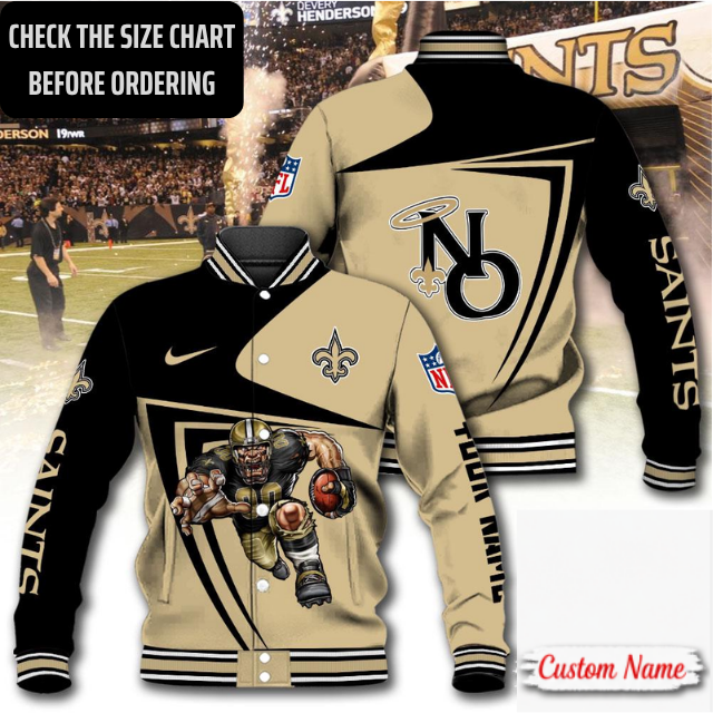 EXCLUSIVE EDITION - NEW CUSTOMIZED NFL24 NOS NEW ORLEANS SAINTS SATIN VARSITY & BASEBALL JACKET