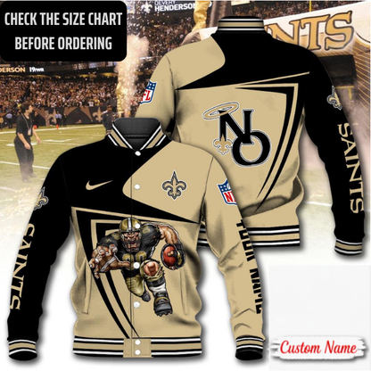 EXCLUSIVE EDITION - NEW CUSTOMIZED NFL24 NOS NEW ORLEANS SAINTS SATIN VARSITY & BASEBALL JACKET