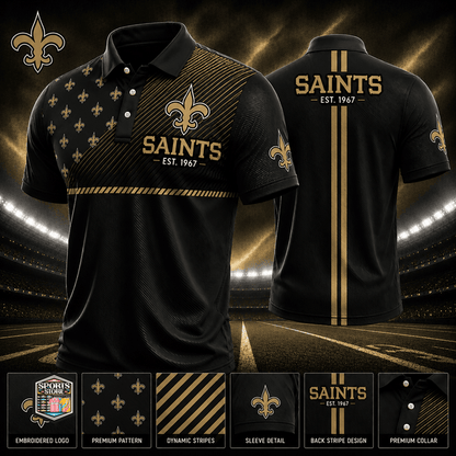 VIRAL EDITION - NEW CUSTOMIZED NFL24 NOS NEW ORLEANS SAINTS POLO SHIRT, ZIP POLO SHIRT & T-SHIRTS