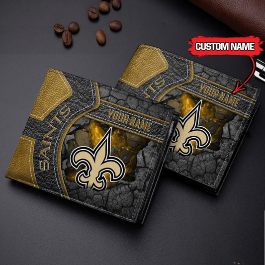 VIRAL SALE - NEW CUSTOMIZED NFL24 NOS NEW ORLEANS SAINTS LEATHER WALLET