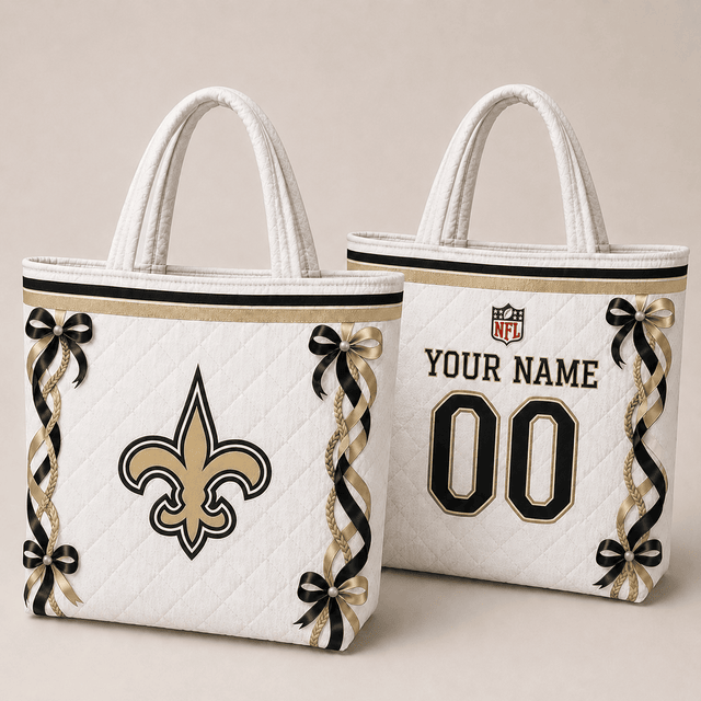 SPECIAL EDITION - NEW CUSTOMIZED NFL24 NOS NEW ORLEANS SAINTS QUILTED TOTE BAG
