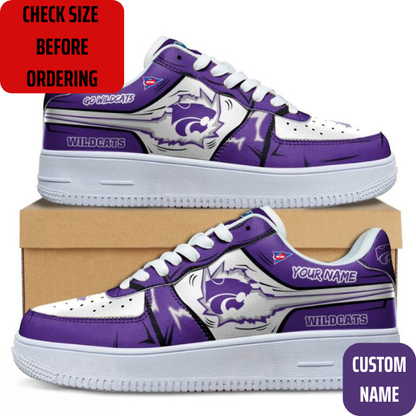 VIRAL EDITION - NEW CUSTOMIZED NCAA FBS24 KSW KANSAS STATE WILDCATS AF1 SHOES